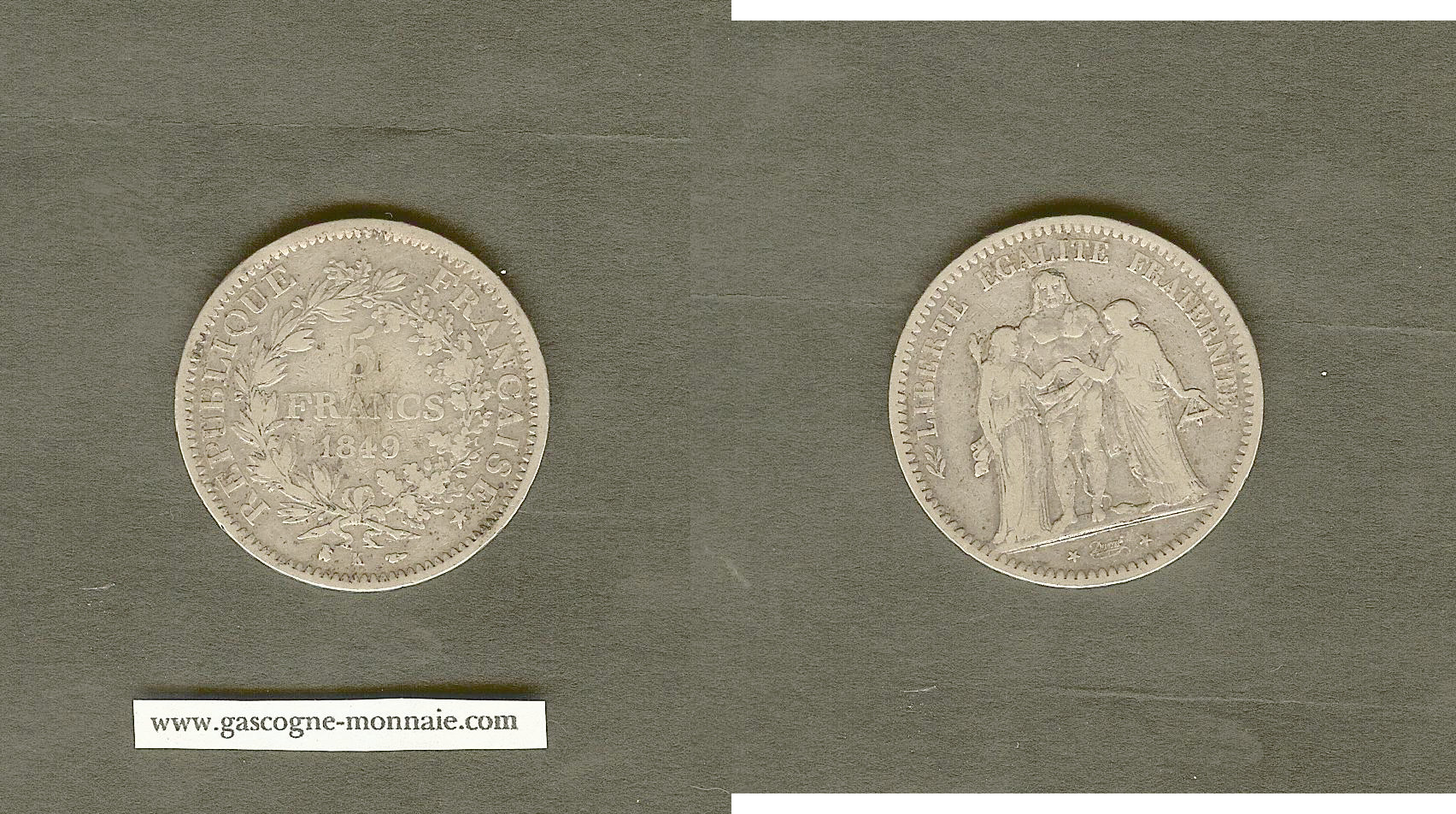 5 francs Hercule, IIe République 1849 Bordeaux TB++
